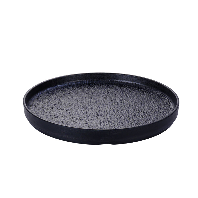 CHEFCO, 501711BL, 10.9" Straight Rim Melamine Round Plate – Black Marble Finish,10.94"Dia x 1.10"H