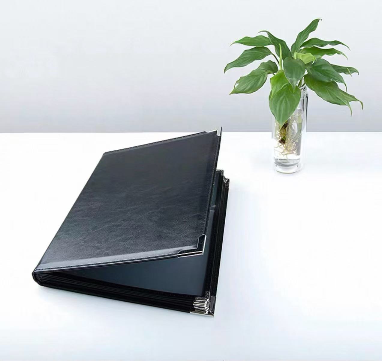 CHEFCO,PMCF-10K,Menu Cover, Four Pages, Black Cover Fits A4 paper,210X297MM - Chefcoca