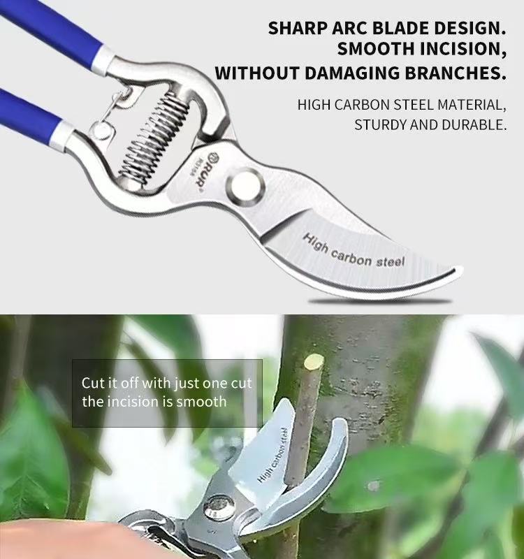 Chefco R3157, multi purpose High-Carbon Steel Pruning Snips, Edge Gardening Hand Tools, Plant Cutting Pruners for Trees, Roses, Annuals 210 mm Long - Chefcoca