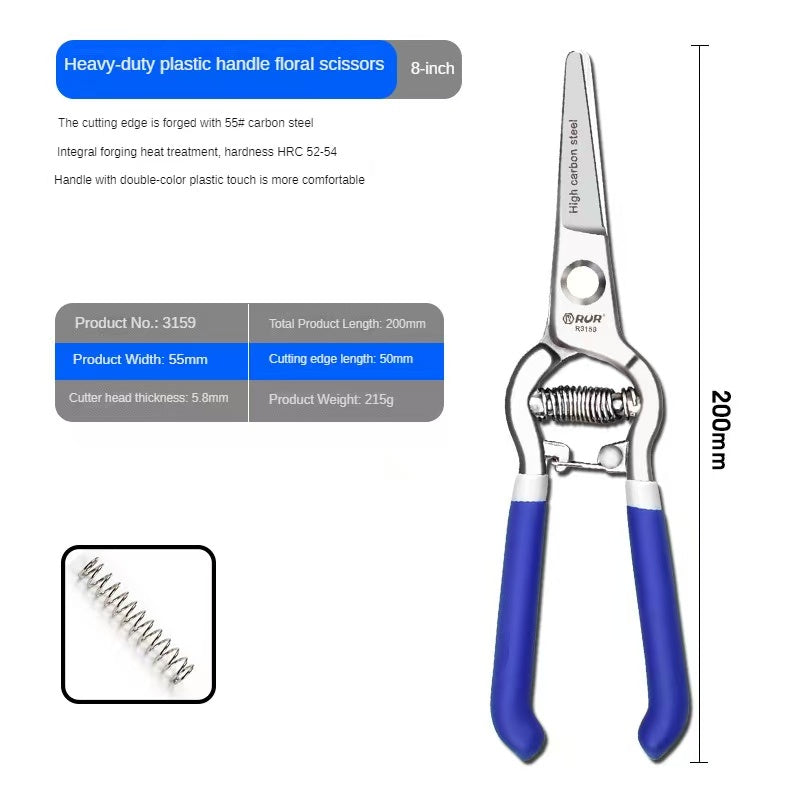 Chefco R3159, multi purpose High-Carbon Steel Pruning Snips, Edge Gardening Hand Tools, Plant Cutting Pruners for Trees, Roses, Annuals 200 mm Long - Chefcoca