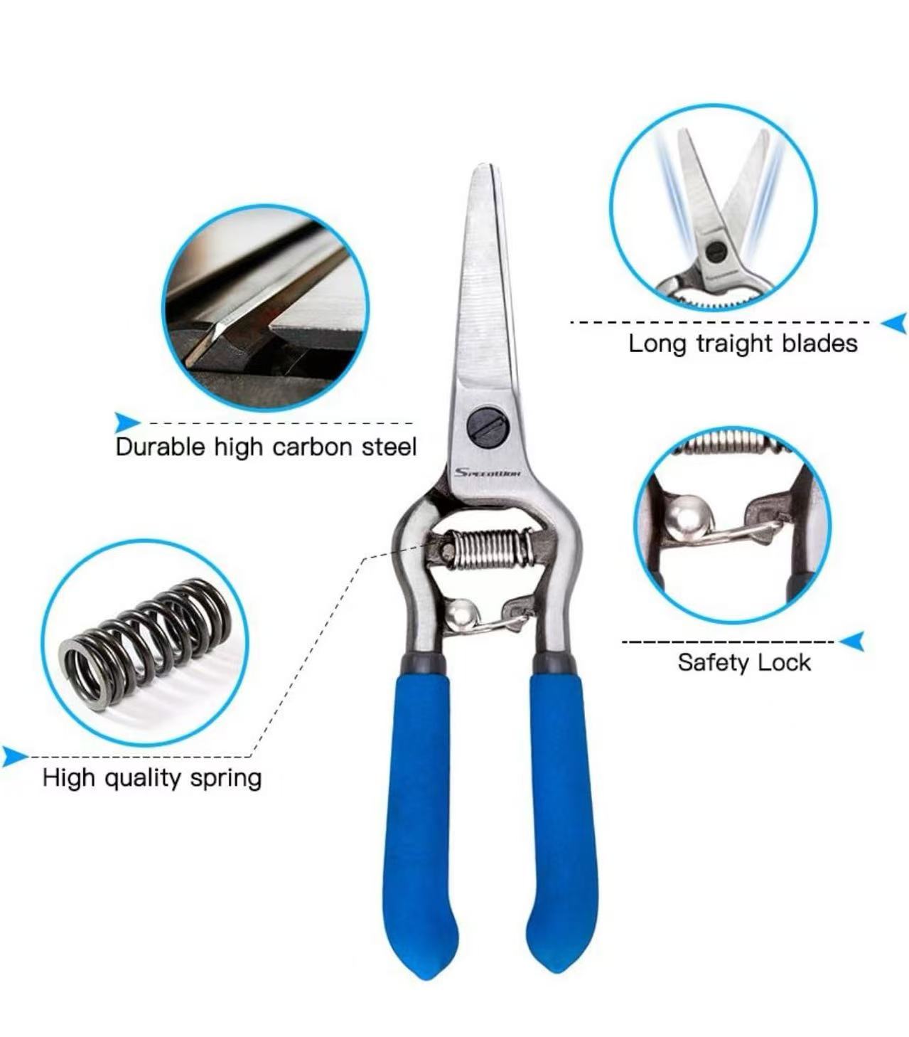 Chefco R3159, multi purpose High-Carbon Steel Pruning Snips, Edge Gardening Hand Tools, Plant Cutting Pruners for Trees, Roses, Annuals 200 mm Long - Chefcoca