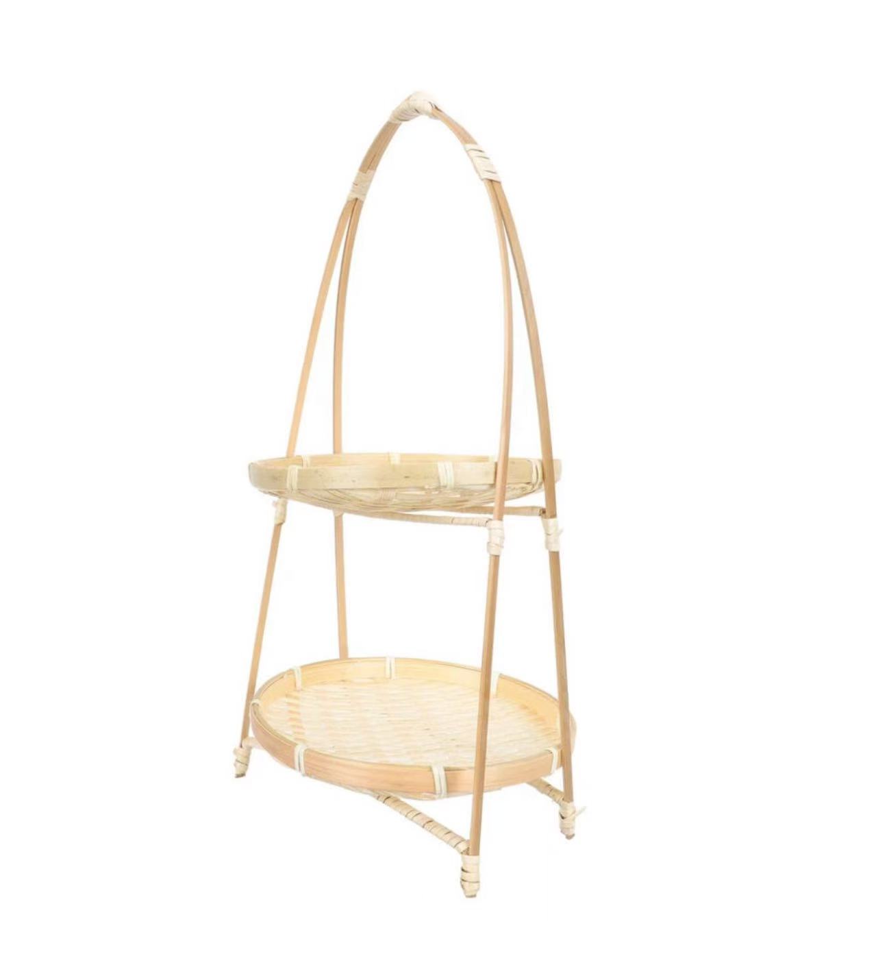 Chefco, Bamboo Woven Fruit Basket Bamboo Storage Basket for Kitchen Dining Room Cafe Two Layer (RBB-19-2) - Chefcoca
