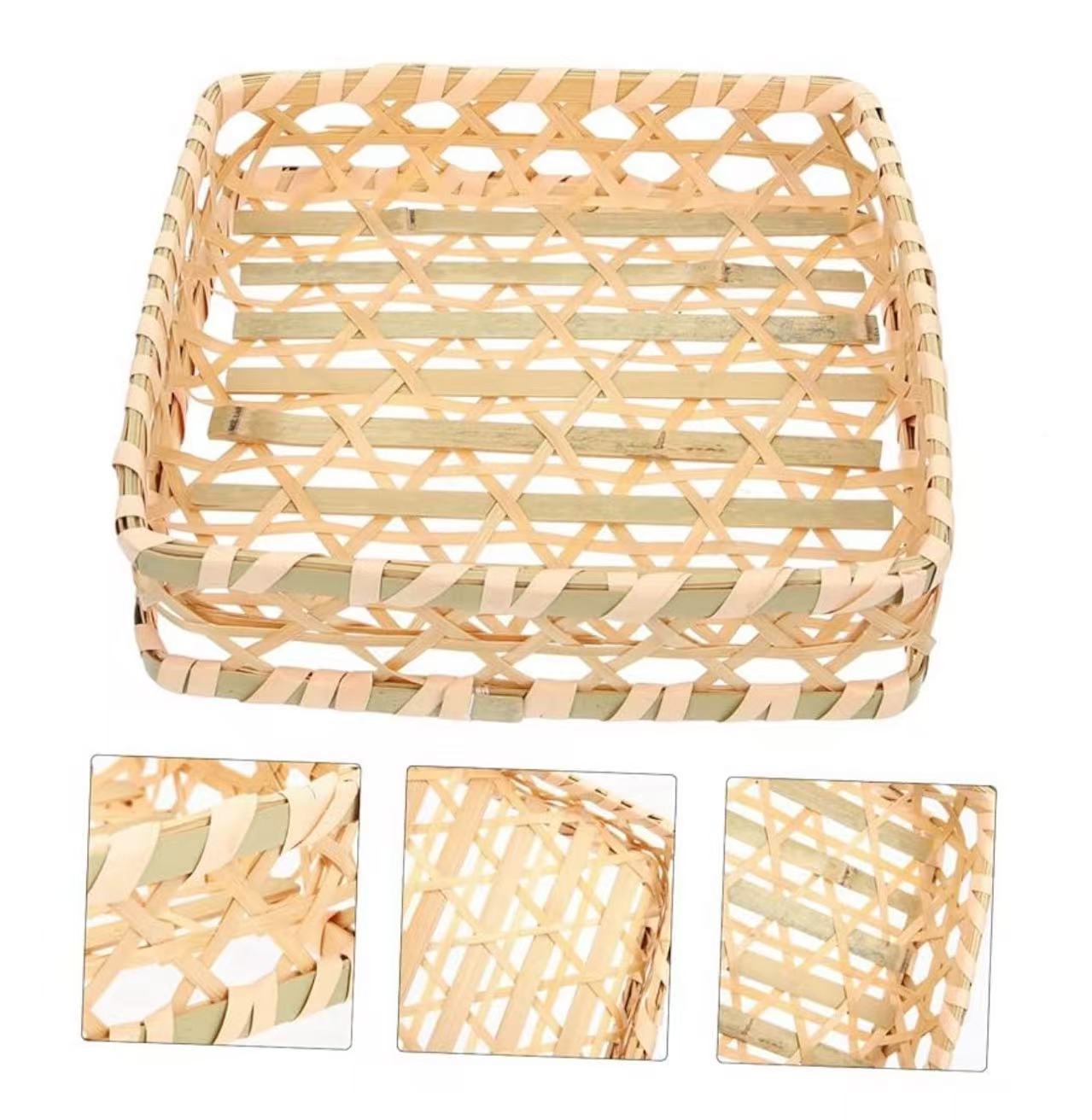 Panier de service carré en bambou tressé (6,5" - 8")