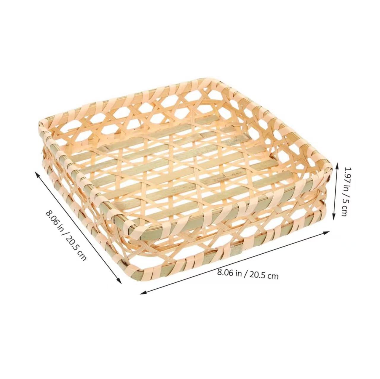 Panier de service carré en bambou tressé (6,5" - 8")