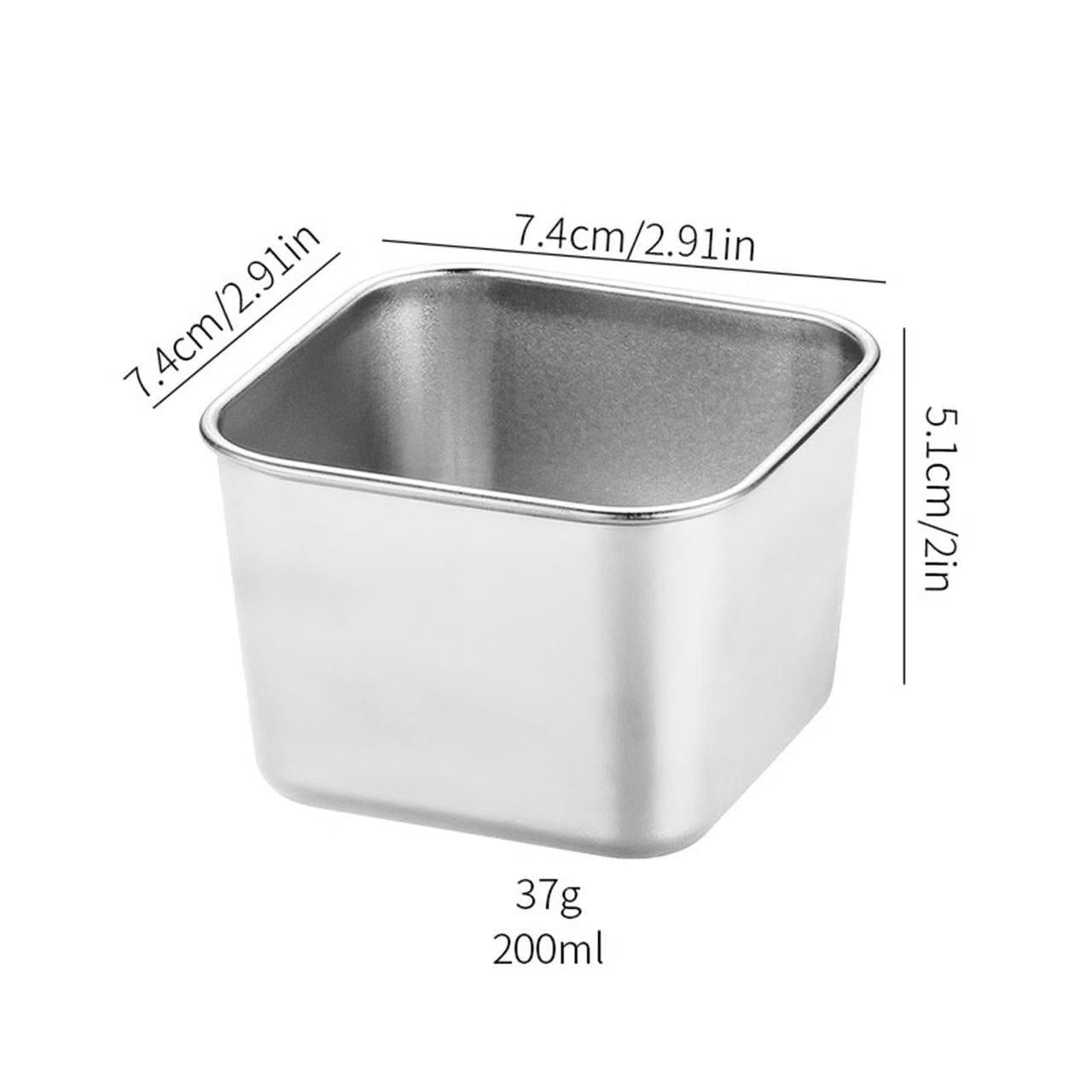 Chefco, 6oz Stainless steel sauce dish, square sauce cups, pudding condiment cups-silver (SQSC-6S)