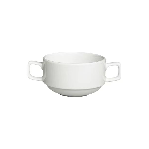 Chefco, 210-40C Paris 4" Bouillon Cup with Handle, 10 Oz, China, Round, White