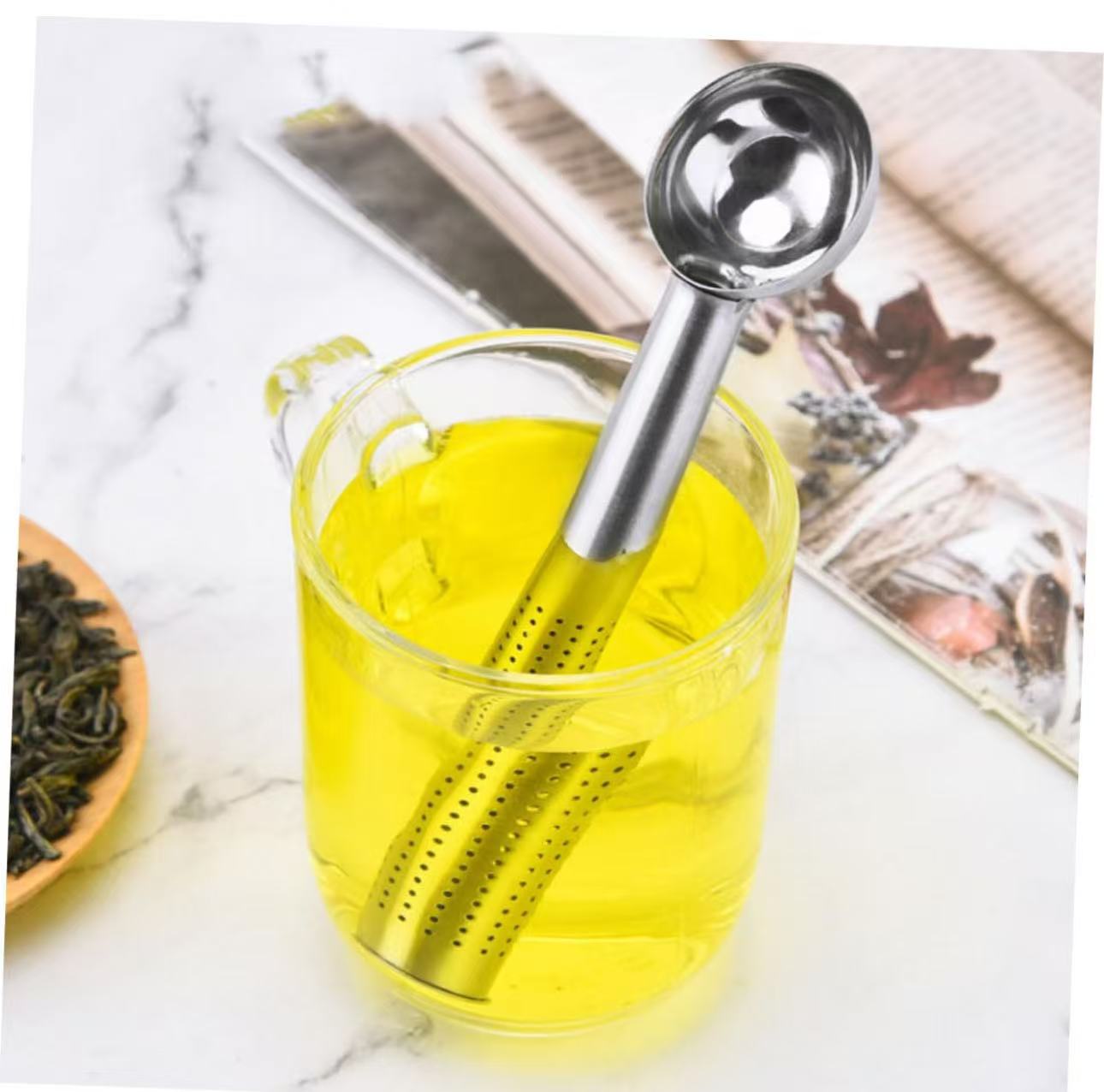 Chefco, Handle Tea Infuser Stick Stainless Steel Strainer Tube for Making （STB-4)