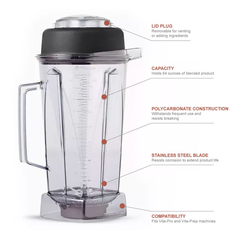 Vitamix Commercial Container w/ Blade Assembly & Lid For Vita-Pro & Vita-Prep(001195/VM0135), 64 oz - Chefcoca