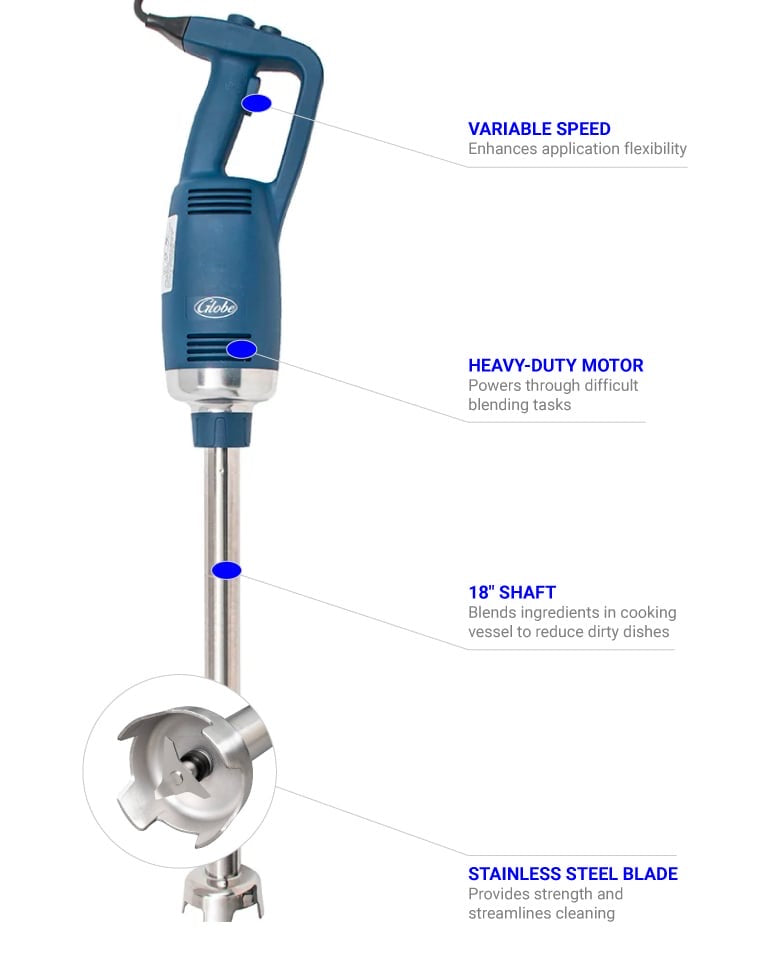 Globe GIB750-18 Variable Immersion Blender w/ Removable 18" Stainless Shaft - Chefcoca