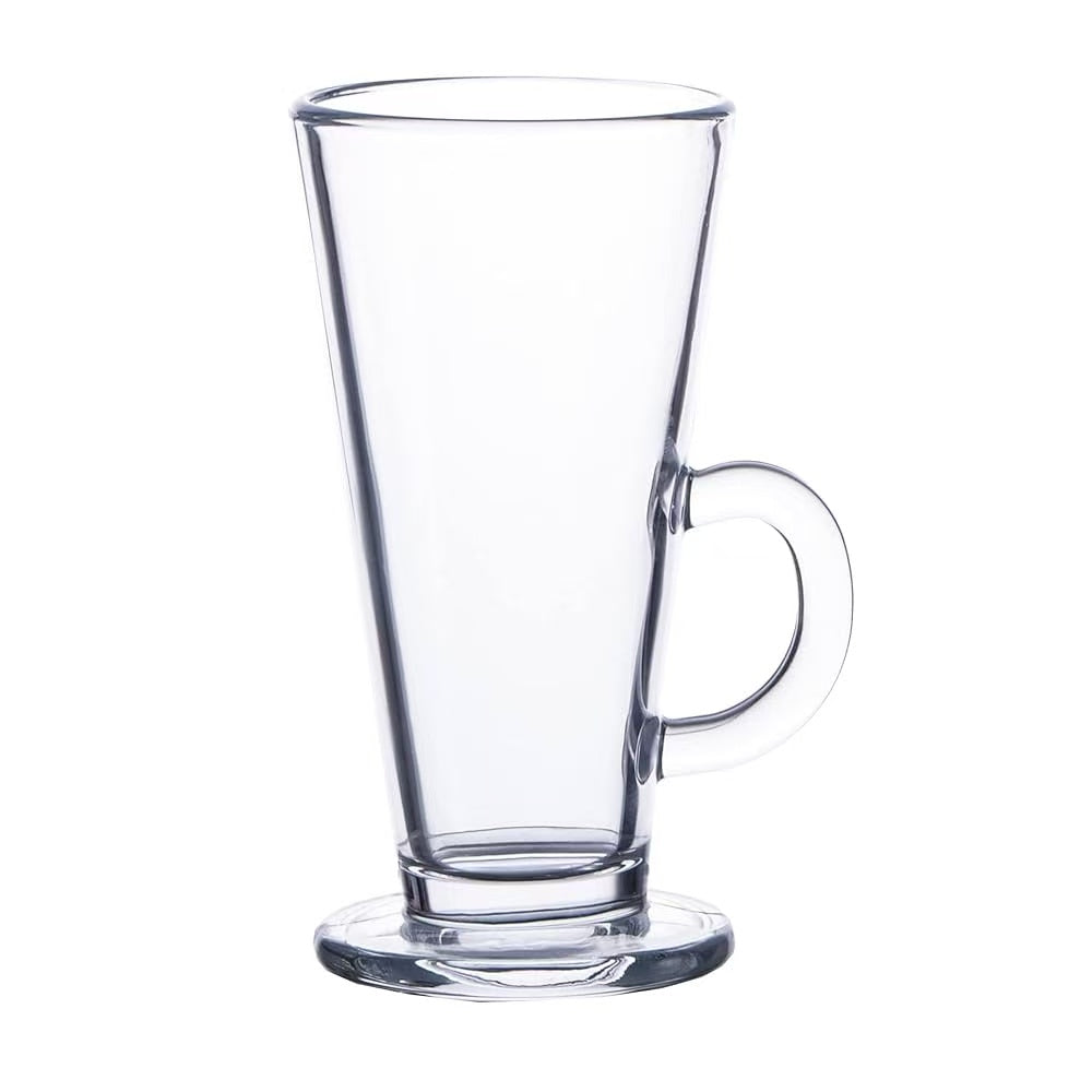 Chefco, 260ml hefcaptain Irish Coffee Mug Tall glass, Latte Cups, Cappuccino and Hot Chocolate Mugs with Handle, Clear Glass (KTZB99)-12pcs