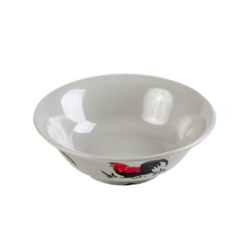 7 7/8" Round Light Grey Noddle Bowl With Chicken & Flowers Pattern (JMC302C)