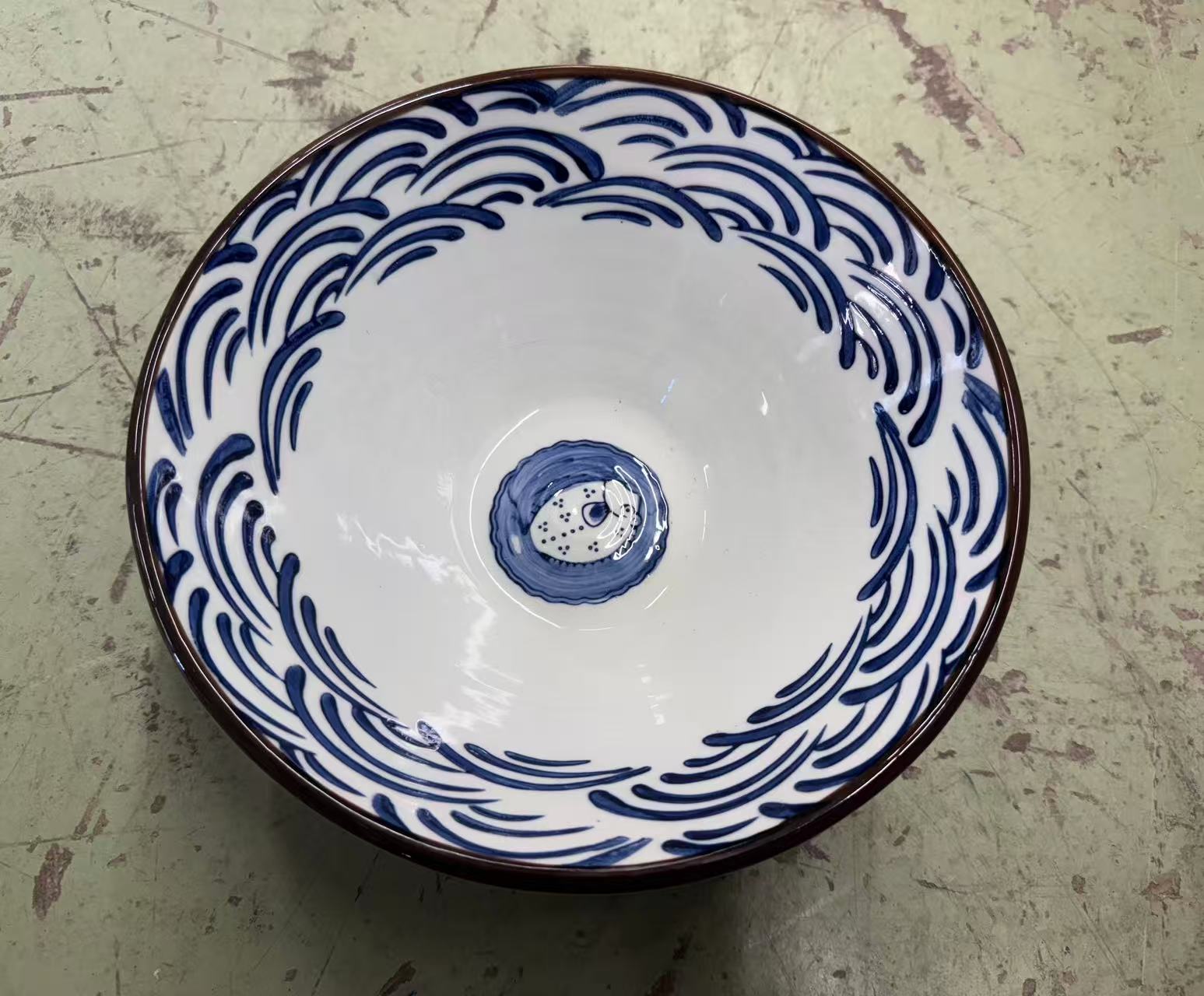 Chefco, 8" "Water Ripples" Print Ceramic Bowl (PTC00318)