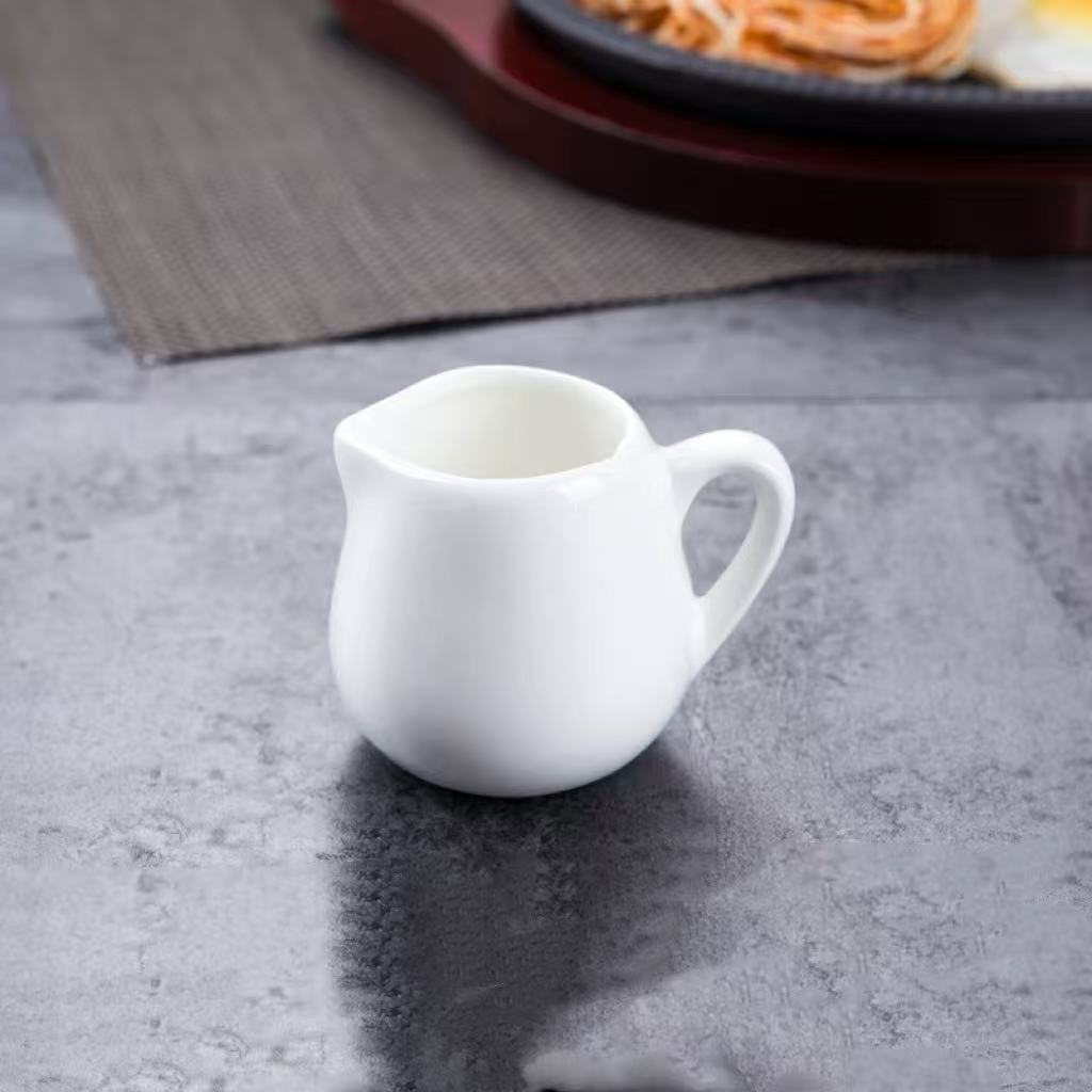 Chefco ,PT00191, 4.5oz Porcelain Creamer  with Handle,Large,H 6.5cm/2.6" - Chefcoca