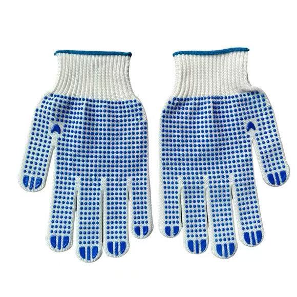 Chefco, White Cotton Gloves with PVC Dots, Large, 12 Pairs/Pack (WCGD-750) - Chefcoca