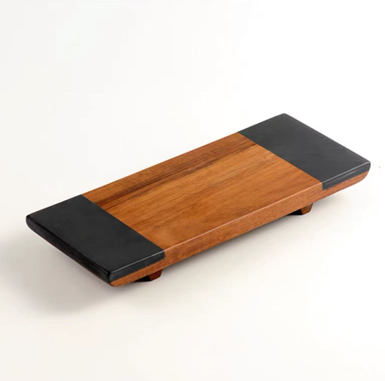 Chefco, Rectangular wooden plate with black slate ends (ST-S3993)