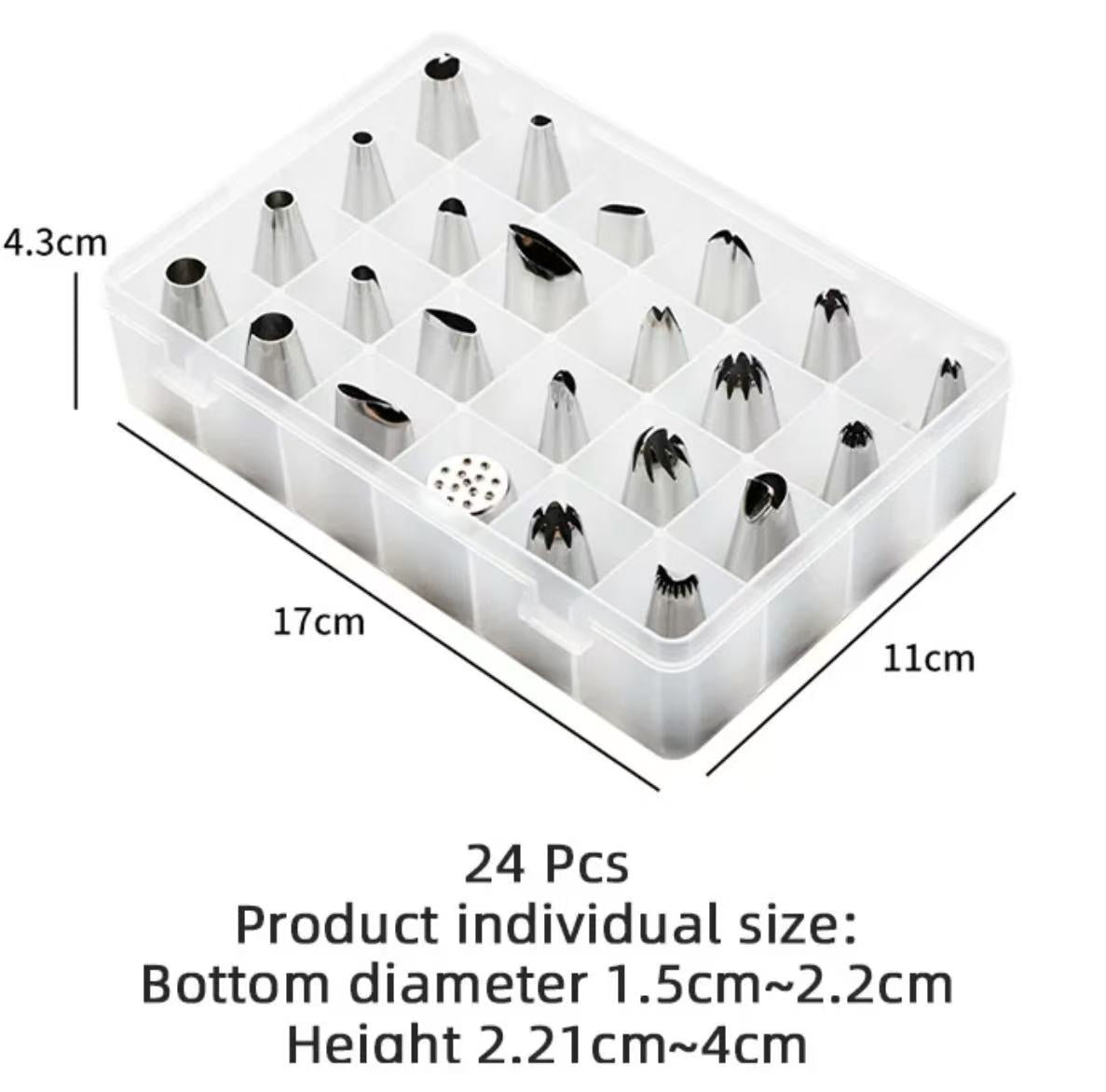 Chefco, CDT-24, Stainless Steel 24 Cake Decorating Tips Set - Chefcoca