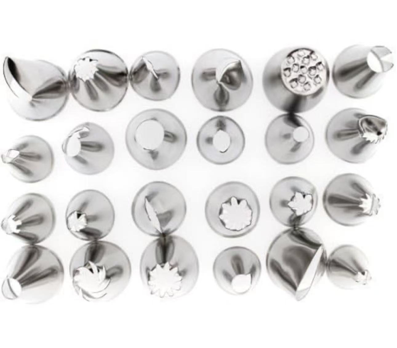 Chefco, CDT-24, Stainless Steel 24 Cake Decorating Tips Set - Chefcoca