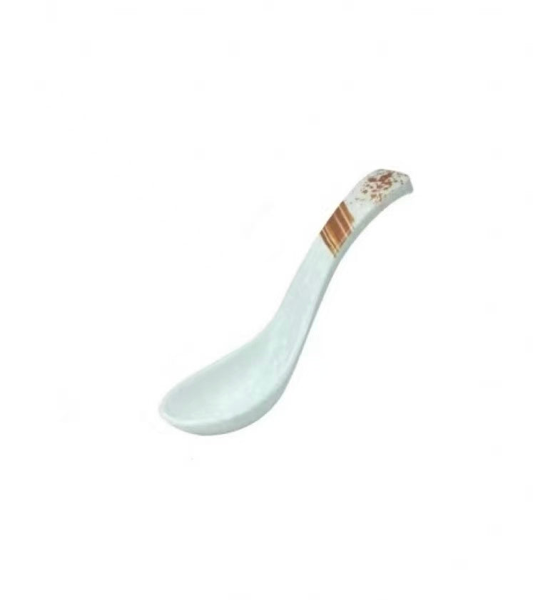 CHEFCO, WTS09LG,Melamine Light Green Thick Spoon w/ Grip & Brown Ink streak Pattern - Chefcoca
