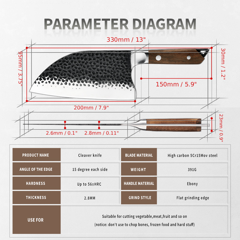 Sub-equip, 8" Cleaver Knife (HM-16)