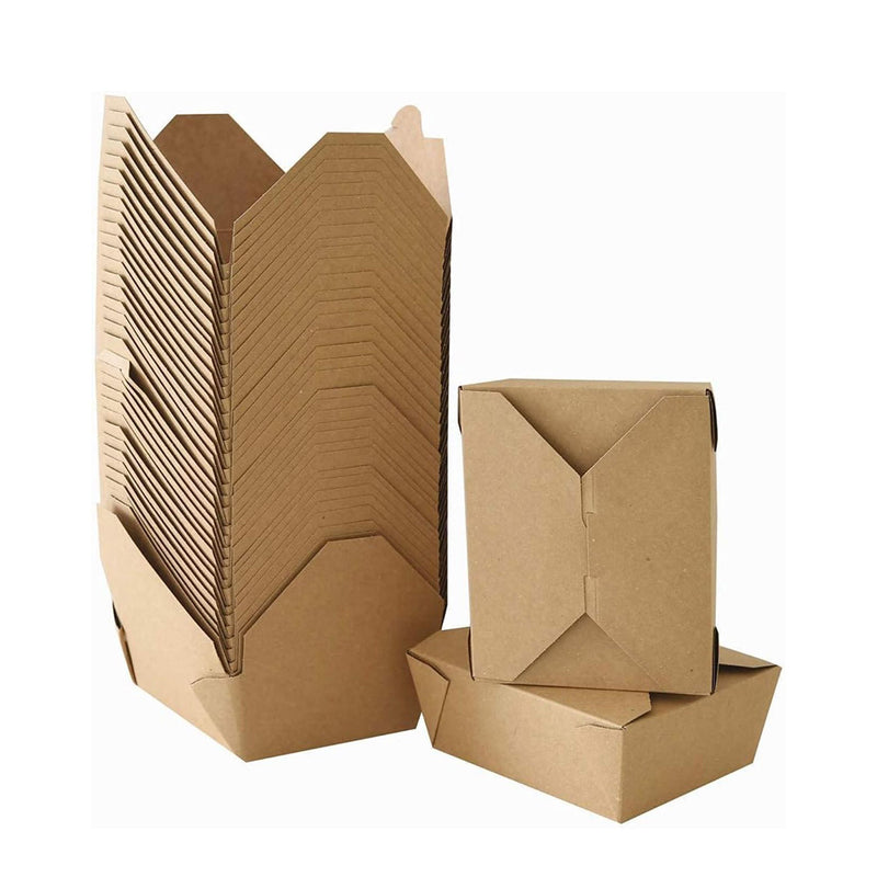 200PACK, 70 oz Large Take Out Food Containers - Heavy Duty Microwavable Kraft Brown Paper To Go Box
