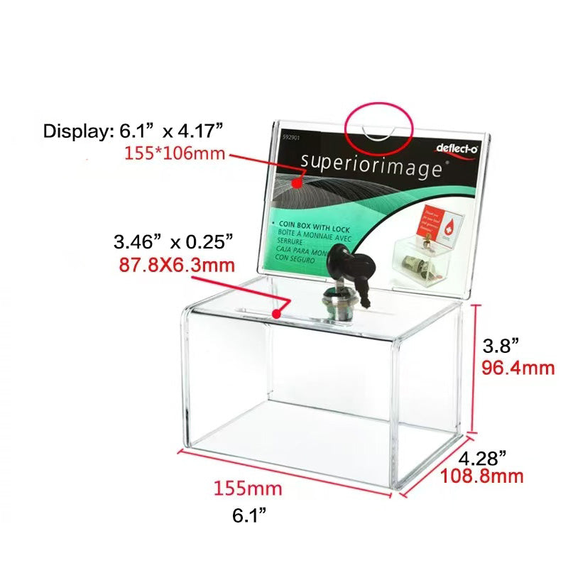 Chefco, ACB-1, Acrylic Donation Box, Tips box,  with Key lock