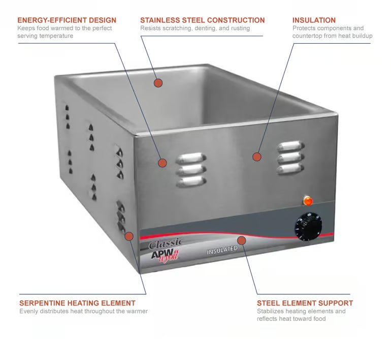 APW Wyott, XPert Classic Full Size Countertop Food Warmer, 22 qt, 120V (W-3VI)