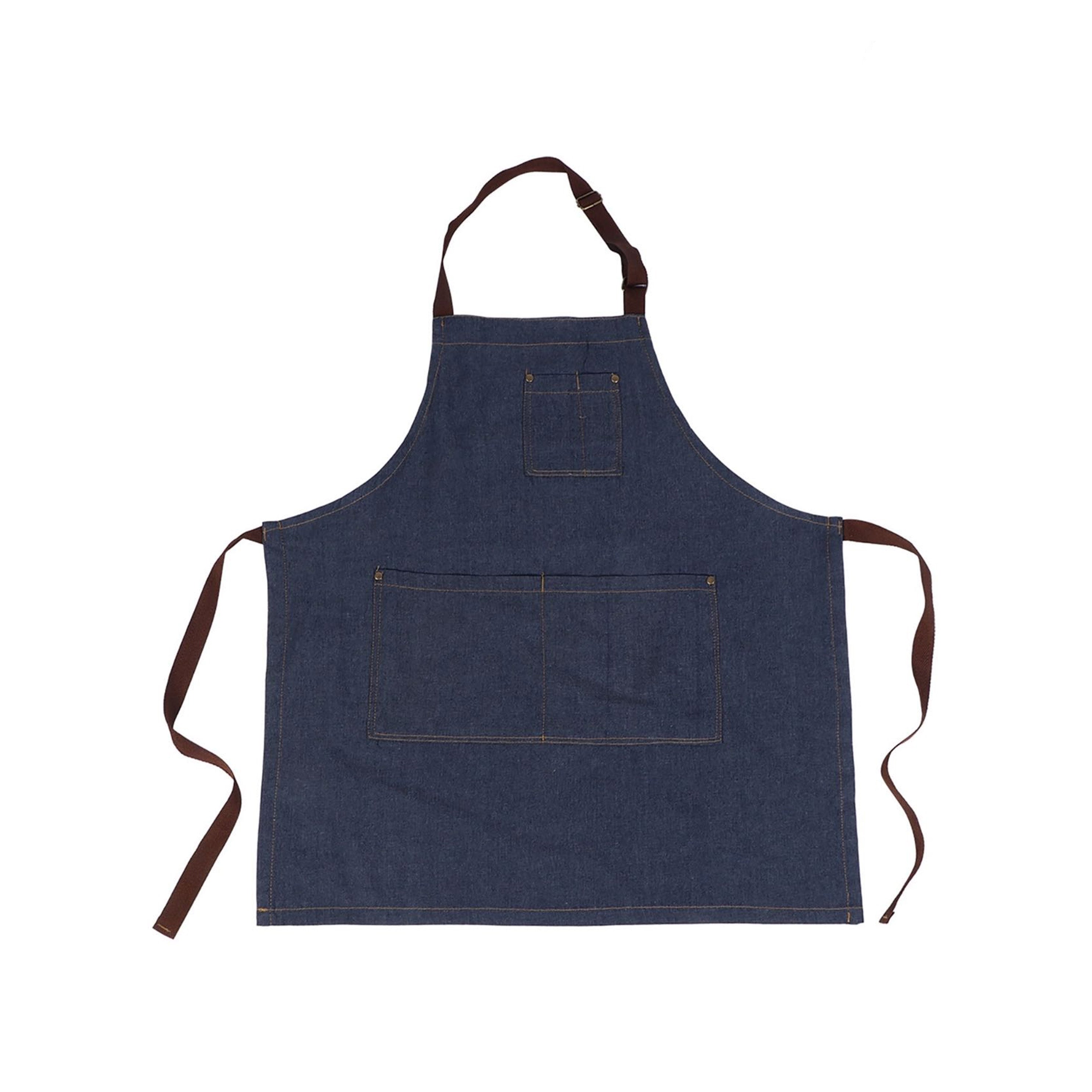 Full-Length Bib Apron with Pockets - Denim (BA-3123)