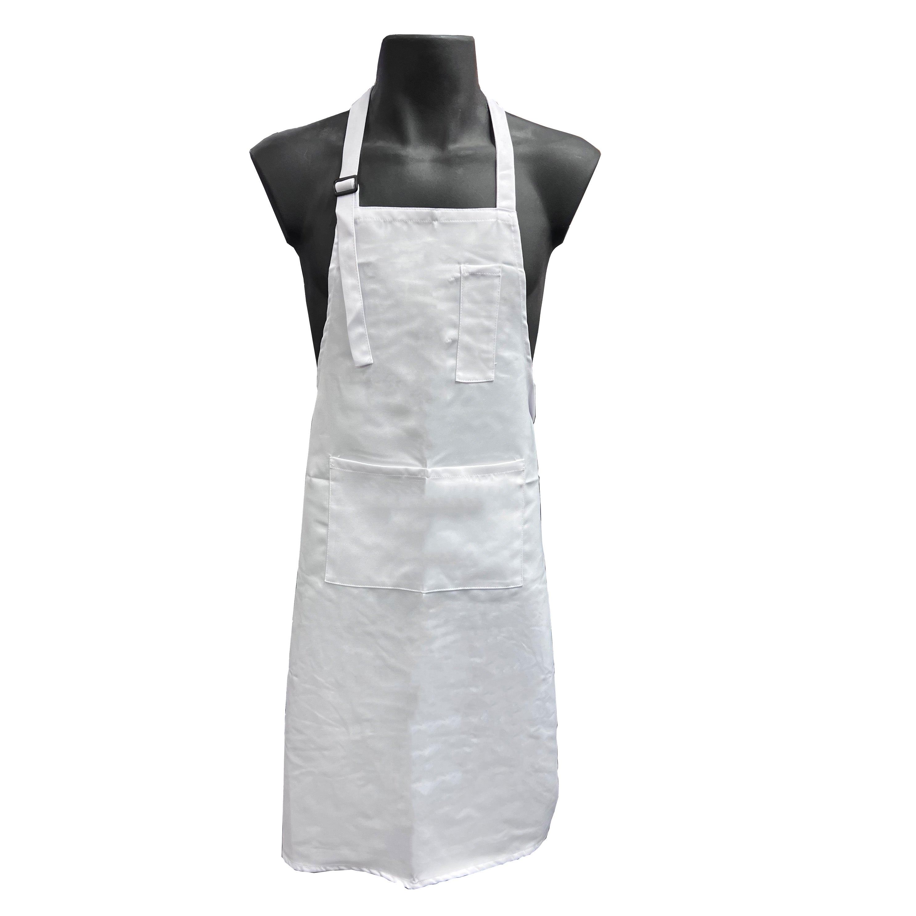Full-Length Bib Apron with Pockets -White (BA-3328W)