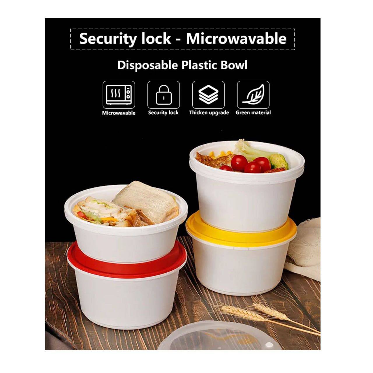 300 Sets, 44oz, Microwave safe Plastic disposal food container 3 portion - Chefcoca