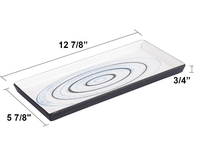 Rectangular Melamine Plate, Dark grey outer with white inner, Bule Circle innner (BT20-038/BT20-039)