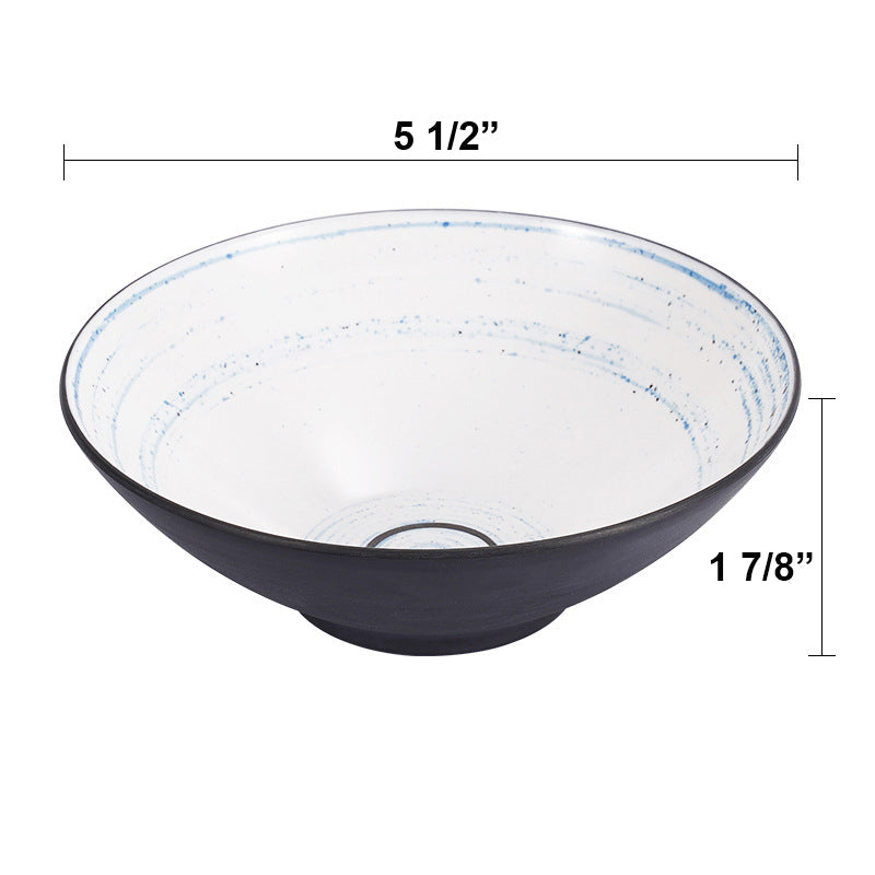 Round Melamine Bowl, Dark grey outer with white inner, Blue Circle inner (BT20-043)