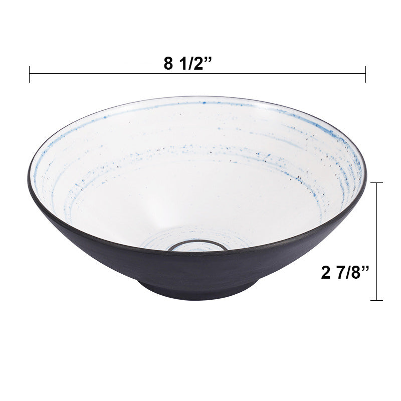 Round Melamine Bowl, Dark grey outer with white inner, Blue Circle inner (BT20-043)