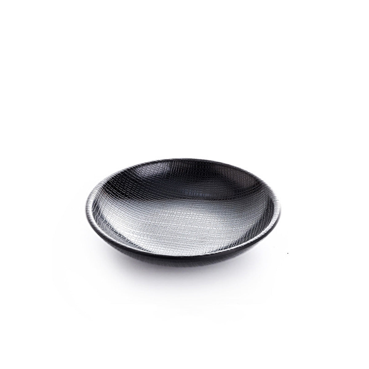 6'' Melamine black Round Dish with Textured Pattern (BW-016)