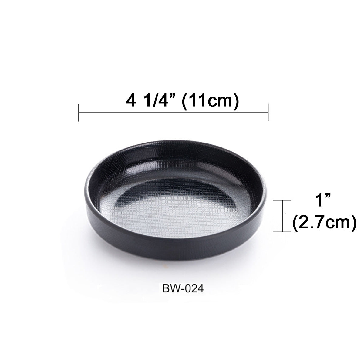 4 1/4"Melamine black Round Dish with Textured Pattern (BW-024)