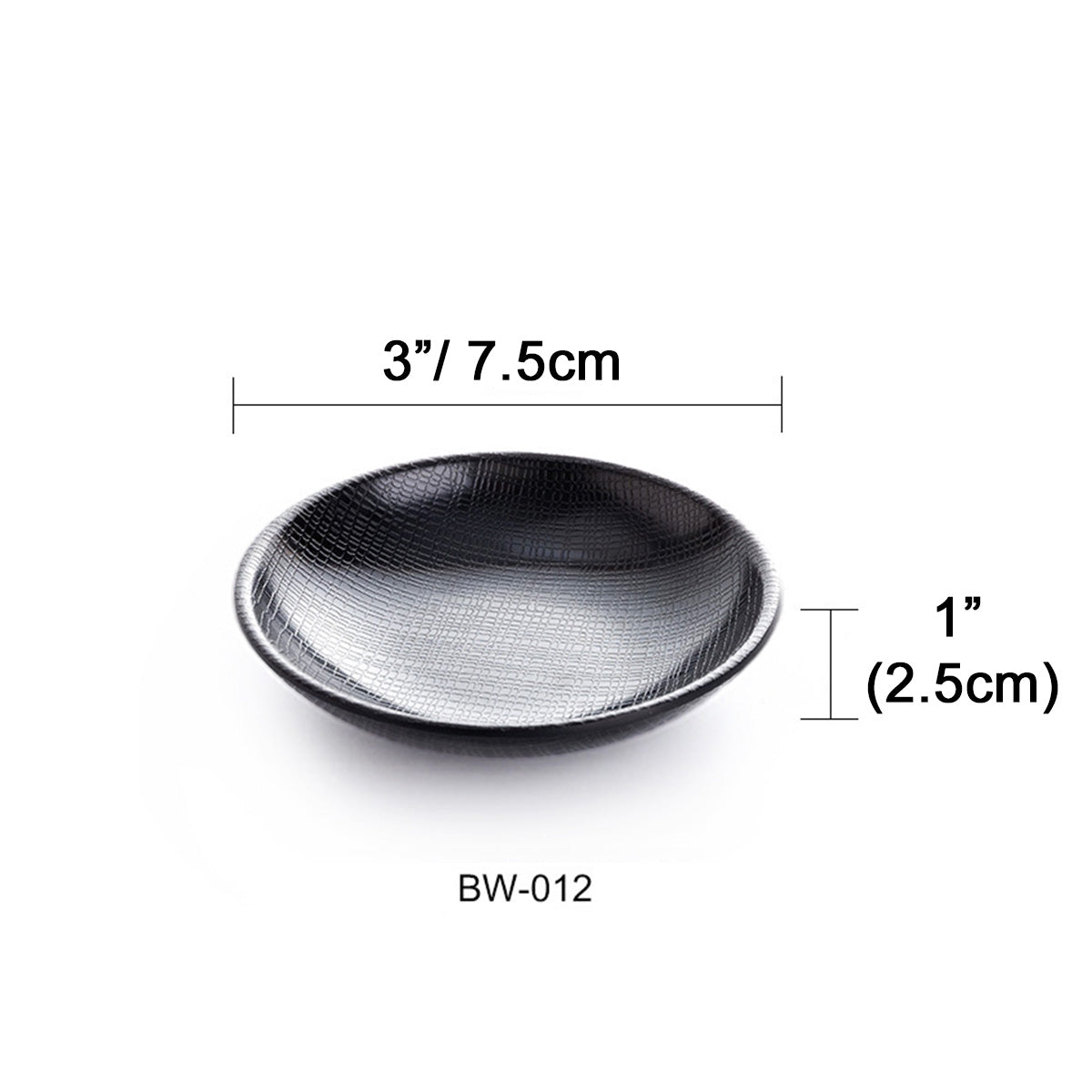 3" Melanine black Round Dish with Textured Pattern (BW-012 )