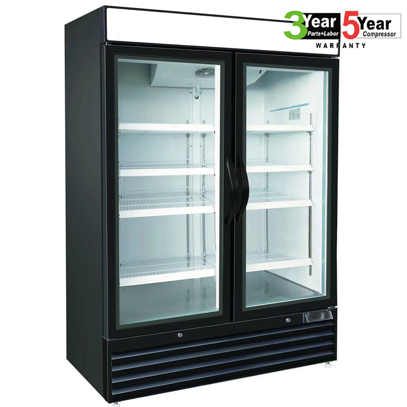 Sub-equip, 36ft³ Double Swinging Glass Door Refrigerated Merchandiser with LED Lighting