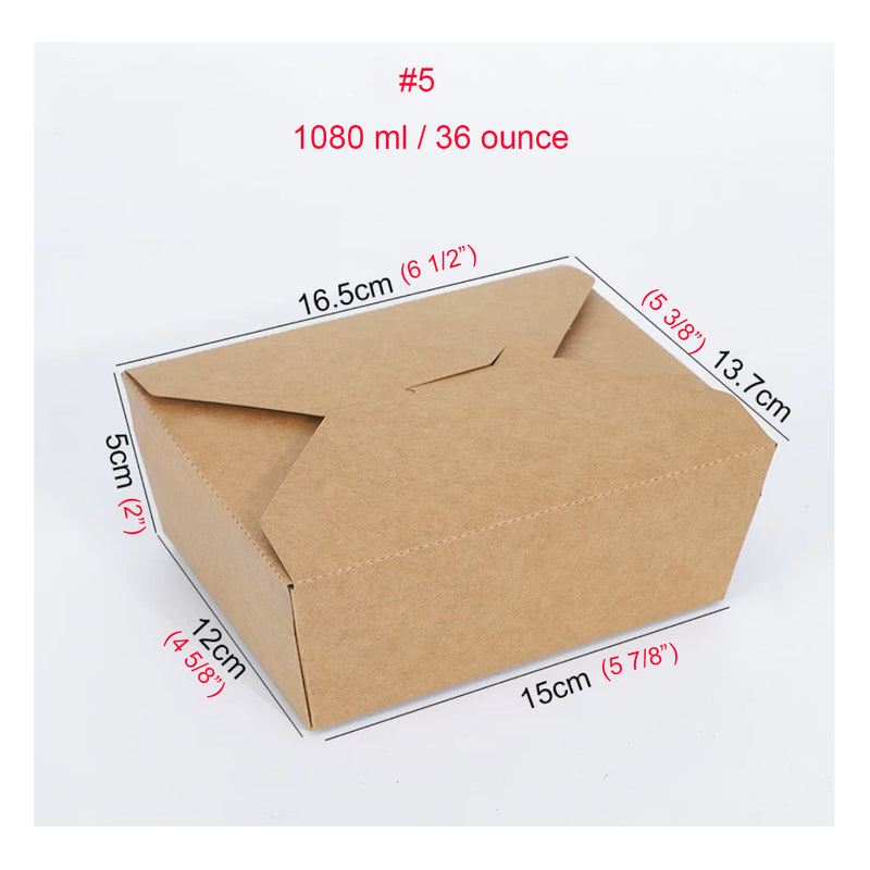 200 PACK, 36 oz Eco Friendly Food Containers - Heavy Duty Microwavable Kraft Brown Paper To Go Box