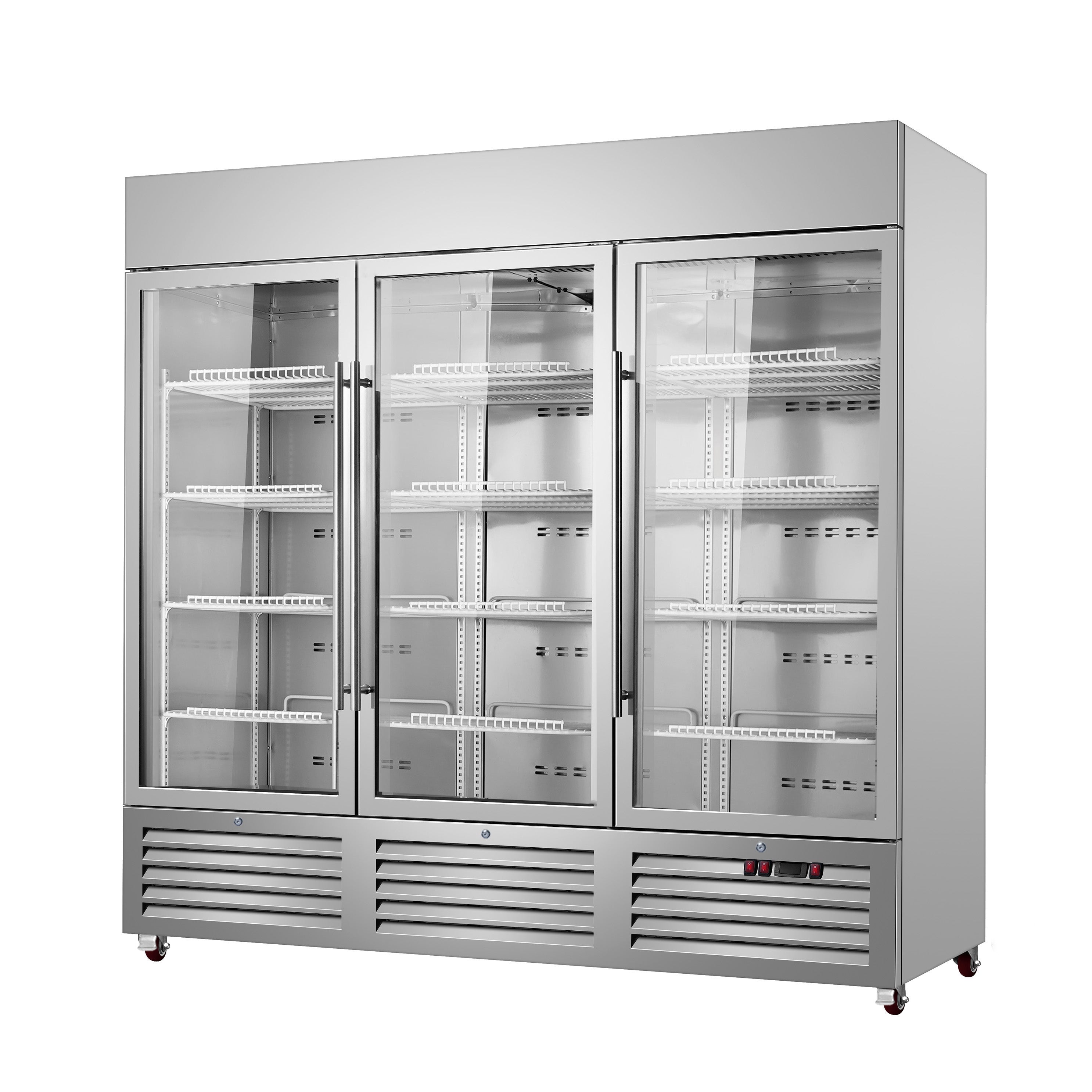 Sub-Equip, C-81RG 81" Glass Triple Door Reach-In Refrigerator