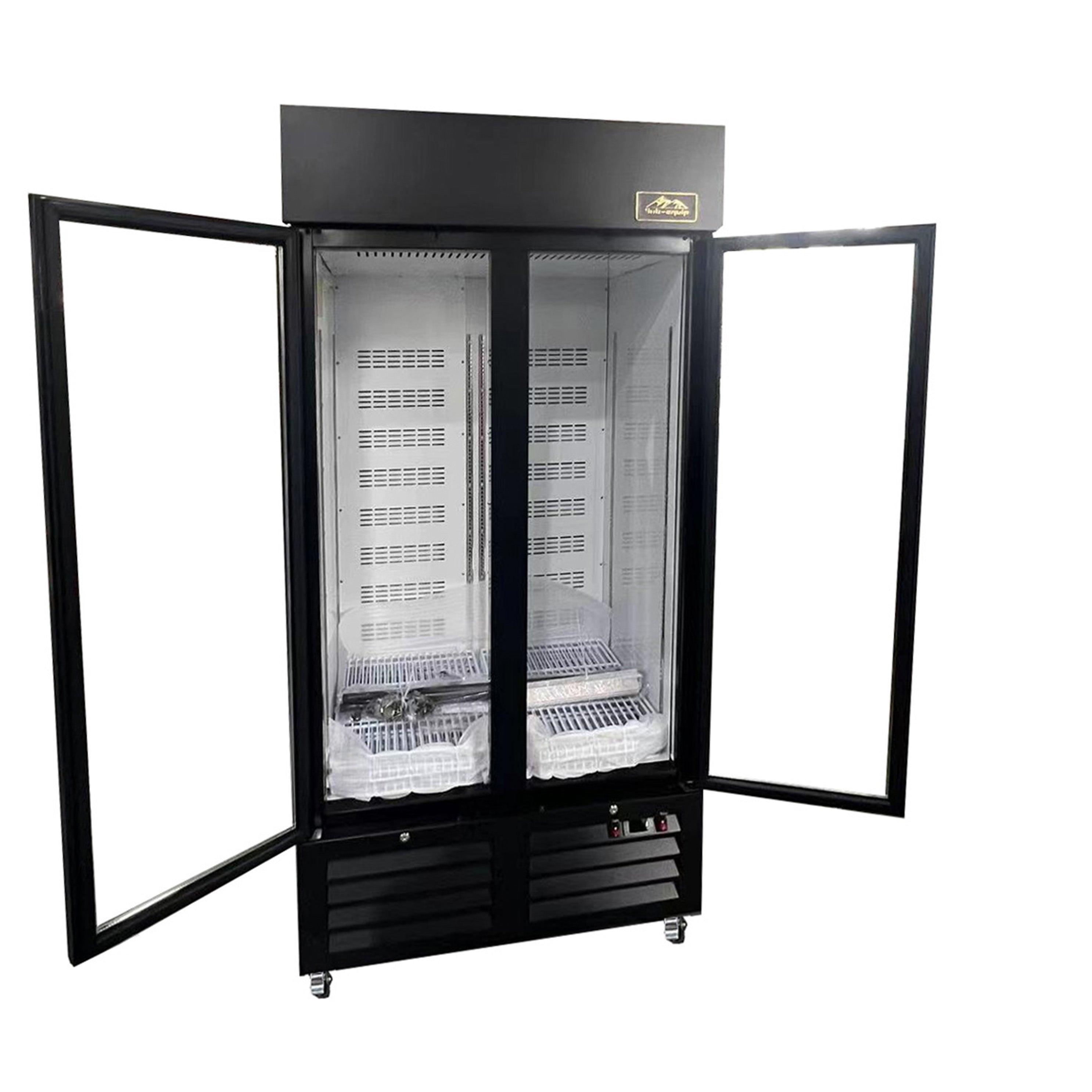 Sub-Equip, CDM-B36R 39" Black Swing Glass Door Merchandiser Refrigerator With 2 Doors