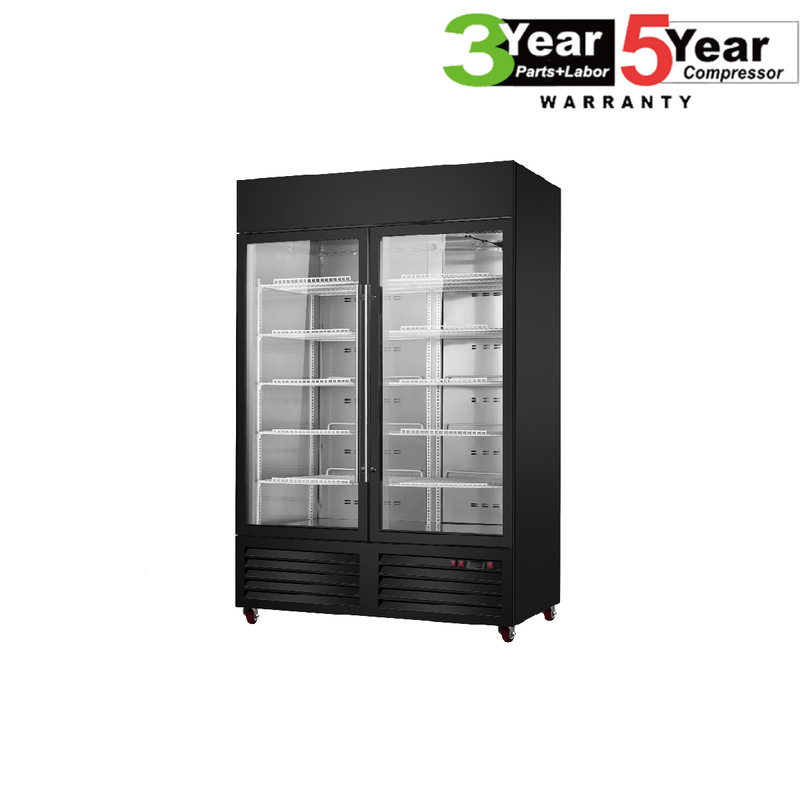 Sub-Equip, CDM-B48R 54" Black Swing Glass Door Merchandiser Refrigerator With 2 Doors