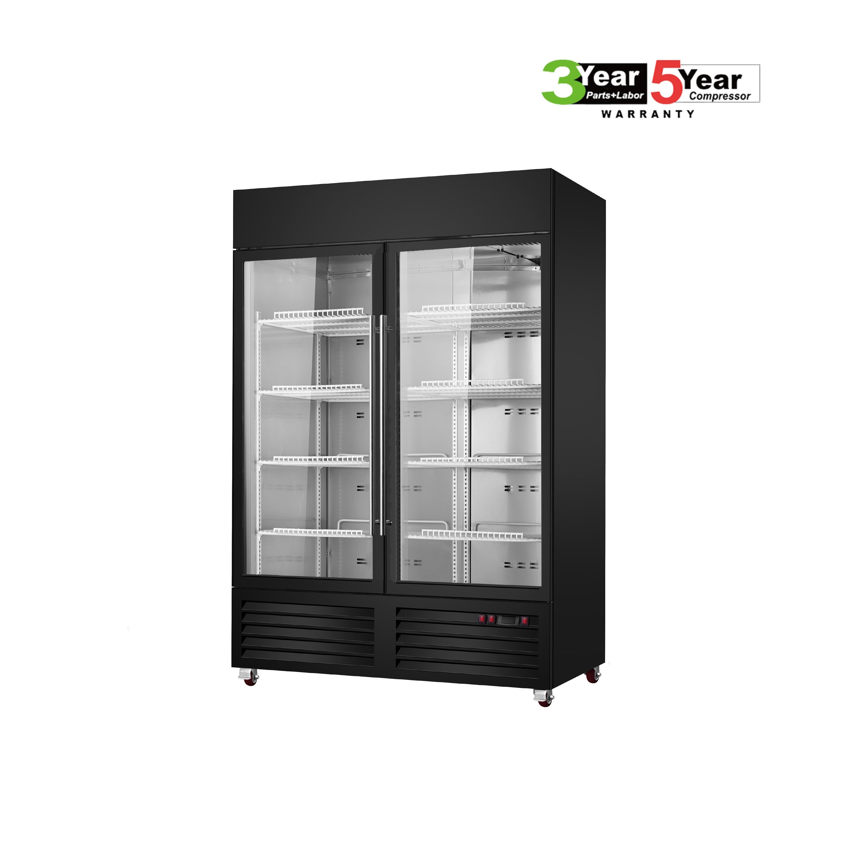 Sub-Equip, CDM-B42F 48" Black Swing Glass Door Merchandiser Freezer With 2 Doors