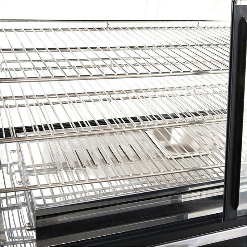 Sub-equip, 36" Self/Full Service 3 Shelf Countertop Heated Display Case with Sliding Doors