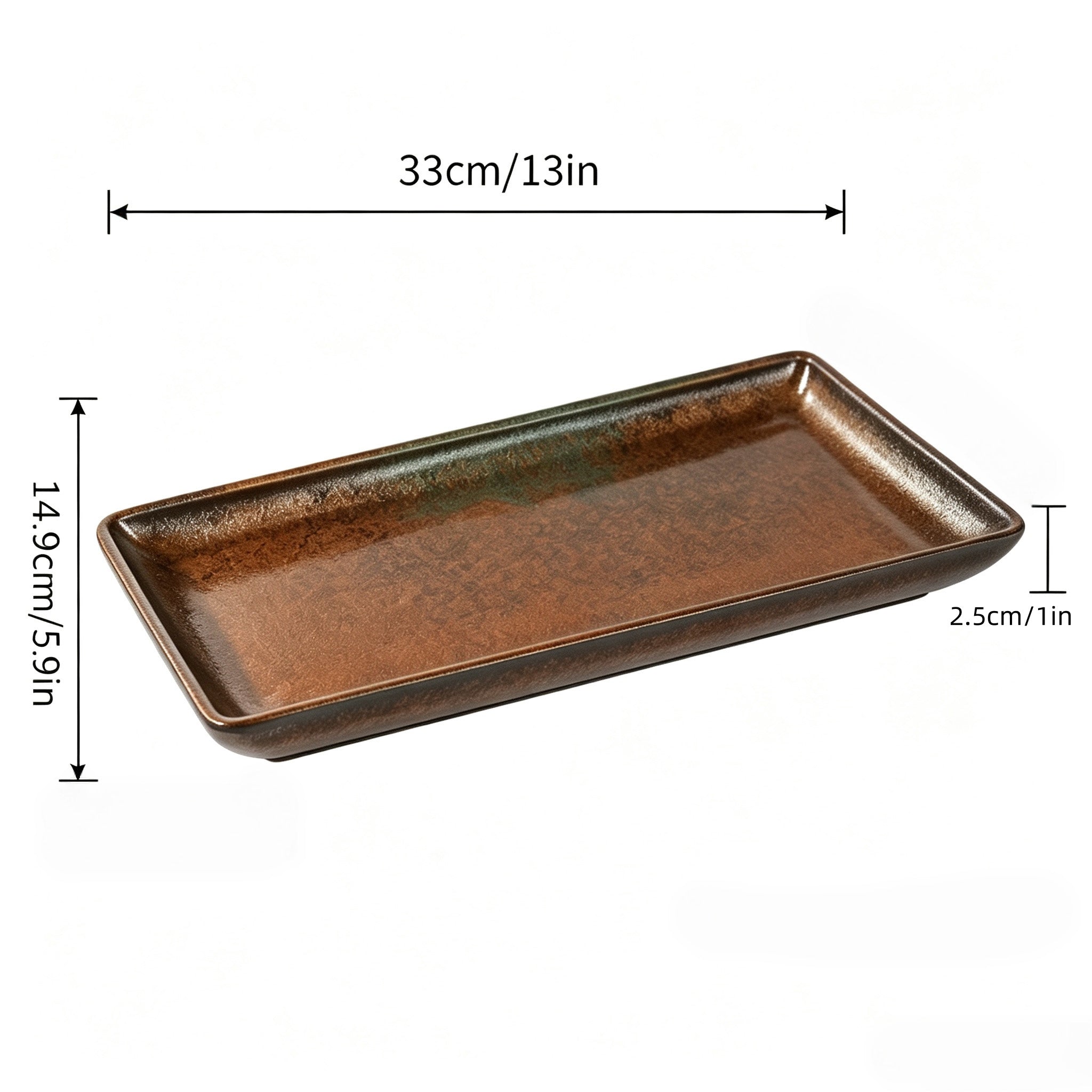 CHEFCO, CHEF-002TC, 13"x5.9"x1"H,Rectangular Melamine Platter – Copper Finish