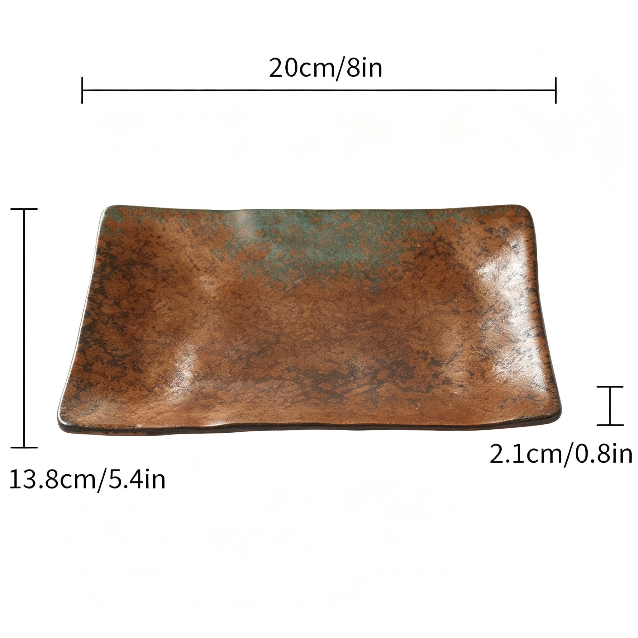 CHEFCO, CHEF-005TC, 8" x 5.4" x0.8"H,  Rectangular Melamine Plate – Copper Finish