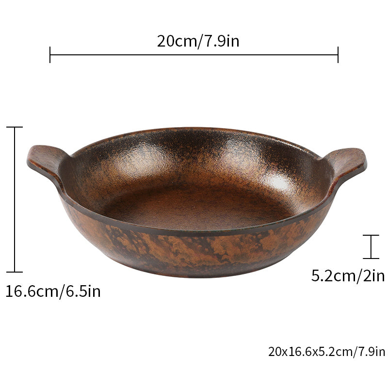 CHEFCO, CHEF-010TC,7.9"Dia x 6.5" H, Round Melamine Serving Plate with Handles – Copper Finish