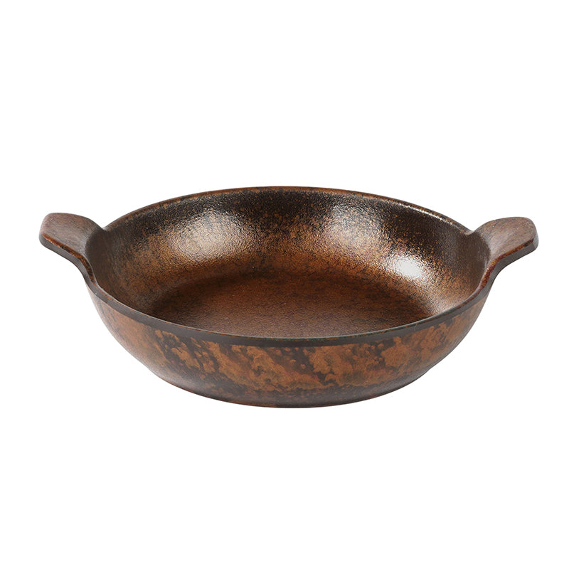 CHEFCO, CHEF-010TC,7.9"Dia x 6.5" H, Round Melamine Serving Plate with Handles – Copper Finish