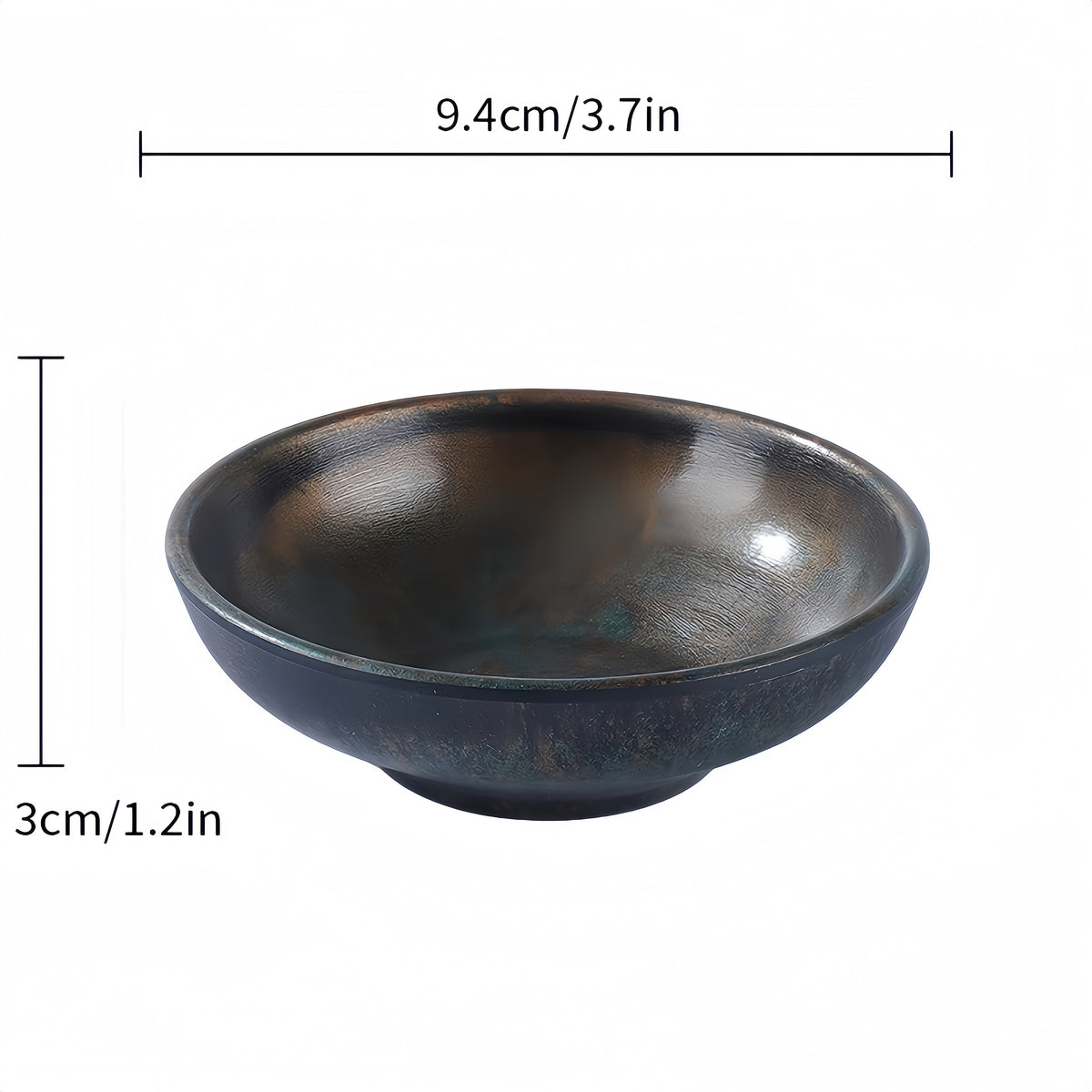 CHEF-015TC, 3.7"Dia x 1.2"H Two-Tone Round Shallow Bowl – Copper Finish