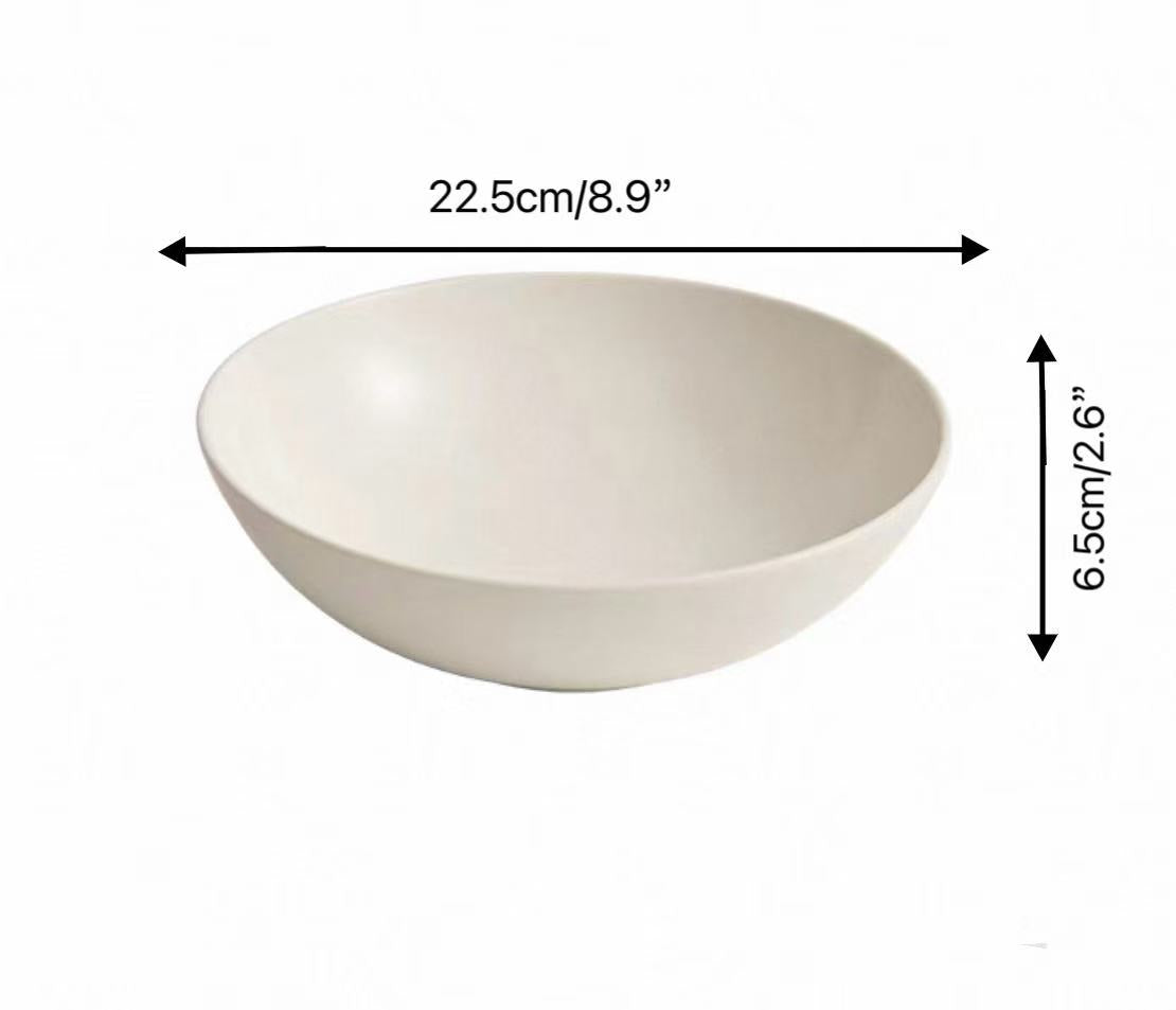 CHEFCO,00298938, 9" Dia Ceramic Light Cyan Round Deep Plate - Chefcoca