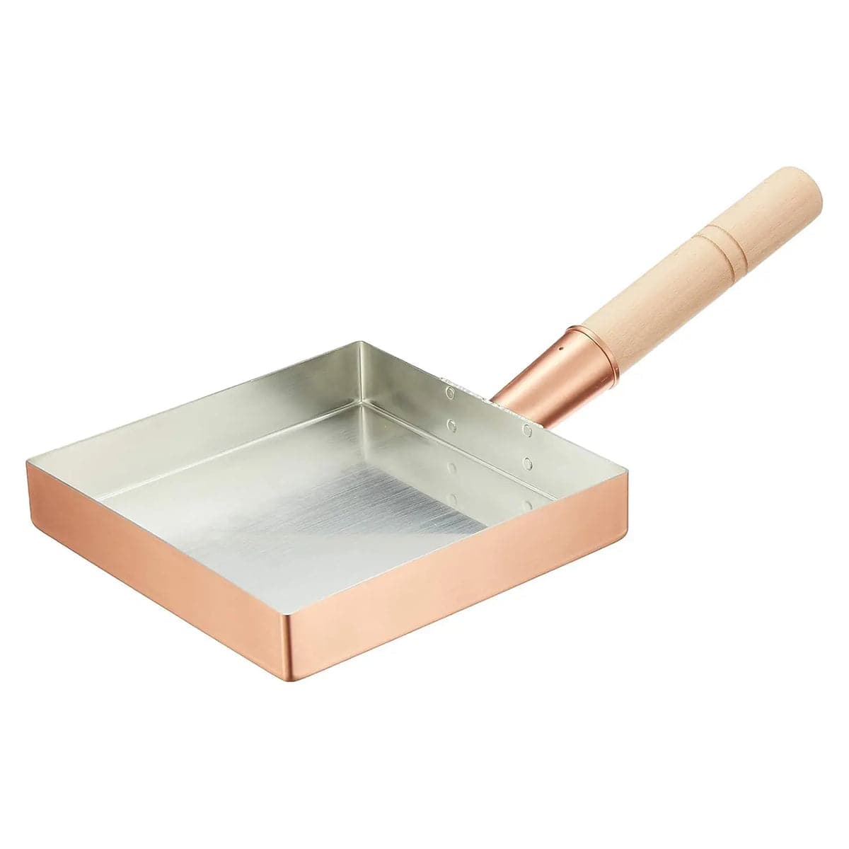 CHEFCO,060005, Japanese Tamagoyaki Pan Omelets Copper Pan with Wooden Lid Made in Japan Square Frying Pan for Eggs-270mm - Chefcoca