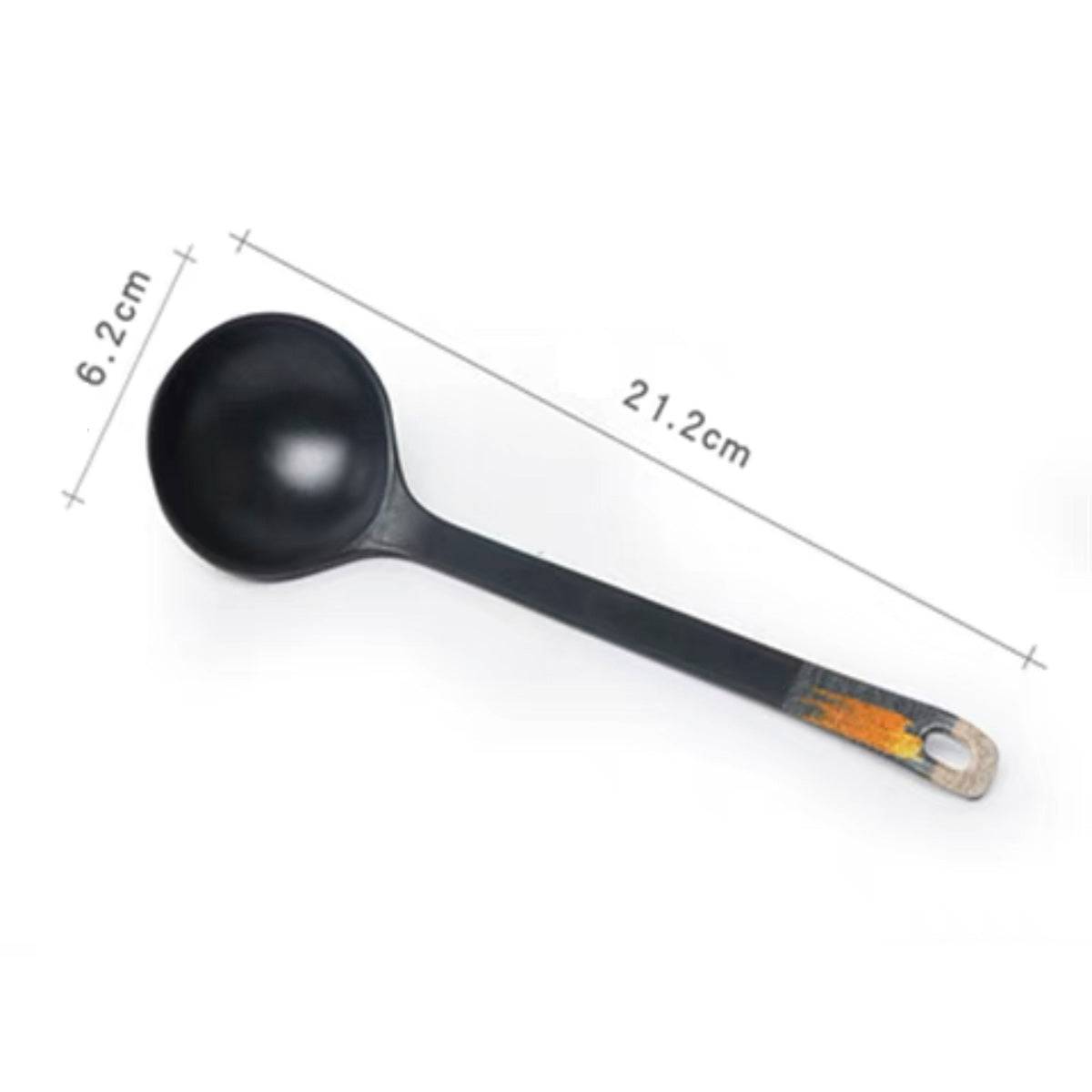 CHEFCO, 107-3G,Melamine Soup Spoon With Long Handle with white & golden pattern - Chefcoca